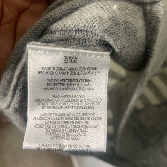 BCBGeneration Sweater Womens Small Wool Shawl Collar Academia Prep Gray Striped - Picture 10 of 11